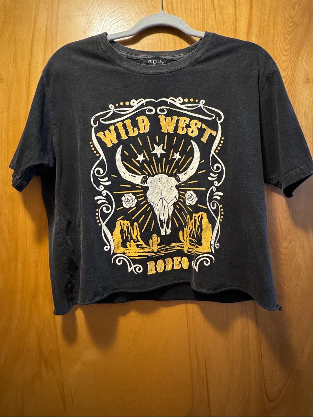 Zutter Wild West Rodeo Graphic Crop Top - Black